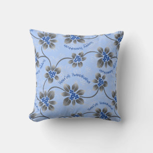 Hawaiian Holly Hanukkah Blue Floral Cushion