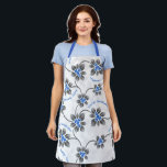 Hawaiian Holly Hanukkah Glittery Blue Floral Apron<br><div class="desc">Hau’oli Hanukaha is Hawai'ian for Happy Hanukkah! This glamourous illustration showcases our tropical interpretation of holly in Hanukkah colours and subtle gradients and glittery leaves. This design is also available on a variety of products for the home.</div>