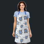 Hawaiian Holly Hanukkah Glittery Blue Floral Apron<br><div class="desc">Hau’oli Hanukaha is Hawai'ian for Happy Hanukkah! This glamourous illustration showcases our tropical interpretation of holly in Hanukkah colours and subtle gradients and glittery leaves. This design is also available on a variety of products for the home.</div>