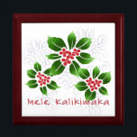 Hawaiian Holly Mele Kalikimaka Christmas Red Gift Box<br><div class="desc">Mele Kalikimaka is the Hawai'ian expression for Merry Christmas & happy holidays! This illustration showcases a tropical interpretation of holly in bright colours and subtle gradients. The lettering is dusted with snow for an added surprise. This design is available on a variety of products for the home and apparel for...</div>
