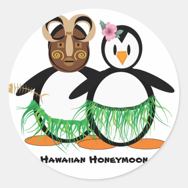 Hawaiian Honeymoon Classic Round Sticker (Front)