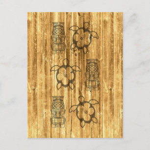 Hawaiian Honu And Tiki Mask Postcard