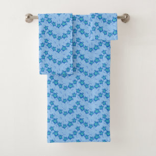Hawaiian Honu Hibiscus Sea Turtles Bath Towel Set