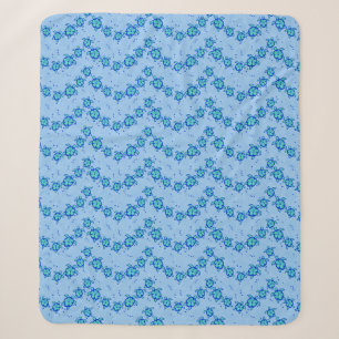 Hawaiian Honu Hibiscus Sea Turtles Sherpa Blanket