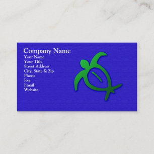 Hawaiian Honu Petroglyph on Blue Business Card