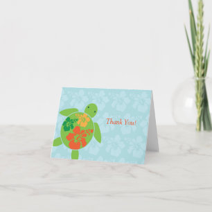 Hawaiian Honu Thank You Card - Blue