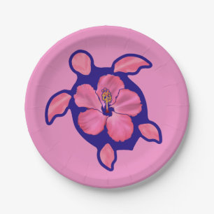 Hawaiian Honu Turtle and Hibiscus Paper Plate