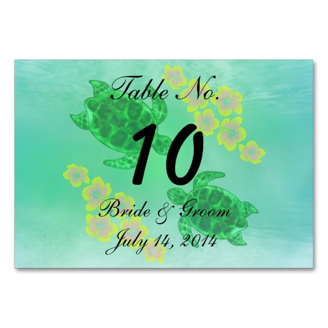 Hawaiian Honu Wedding Table Number (Front)