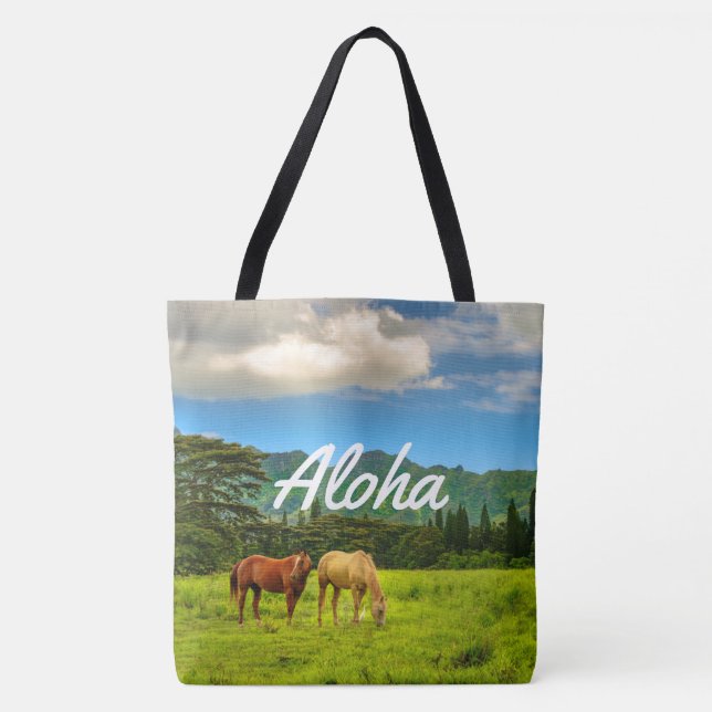 Hawaiian Horses at Dusk Kauai, Hawaiian Beach Bag (Front)