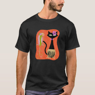 Hawaiian Hula Cat With Tropical Tiki Bird And Hibi T-Shirt