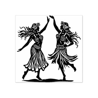 Hawaiian Hula Dancer Girls Rubber Stamp