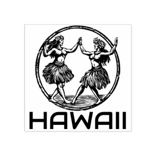 Hawaiian Hula Dancer Girls Rubber Stamp