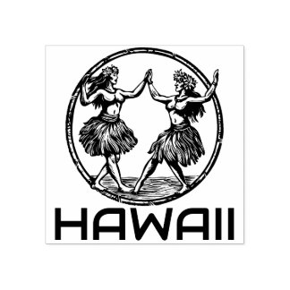 Hawaiian Hula Dancer Girls Rubber Stamp