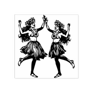 Hawaiian Hula Dancer Girls Rubber Stamp