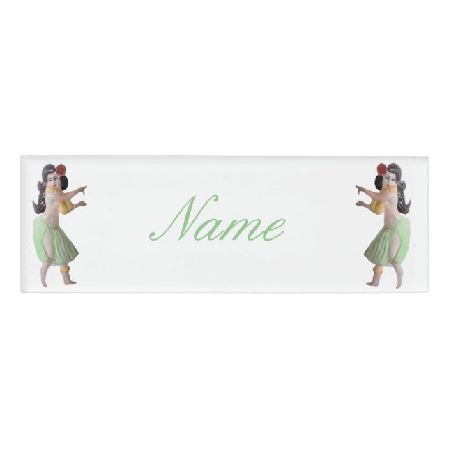 Hawaiian Hula Dancers Thunder_Cove Name Tag (Front)