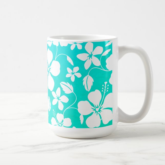 HAWAIIAN HULA (GREEN LEAF) TEAL COFFEE MUG (Right)