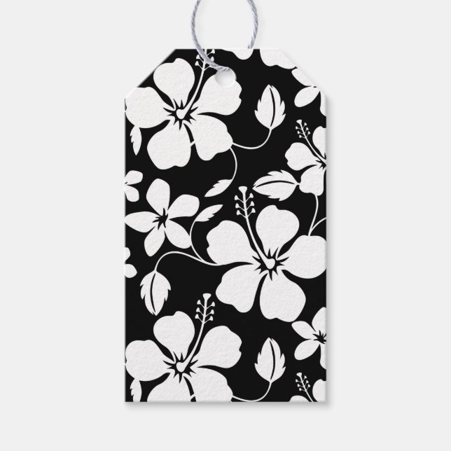 HAWAIIAN HULA (HIBISCUS) BLACK GIFT TAGS (Front)