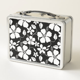 HAWAIIAN HULA (HIBISCUS) BLACK METAL LUNCH BOX