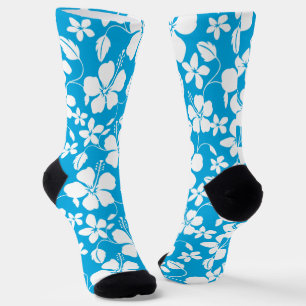 HAWAIIAN HULA (HIBISCUS) BLUE SOCKS