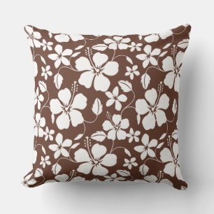 HAWAIIAN HULA (HIBISCUS) BROWN CUSHION