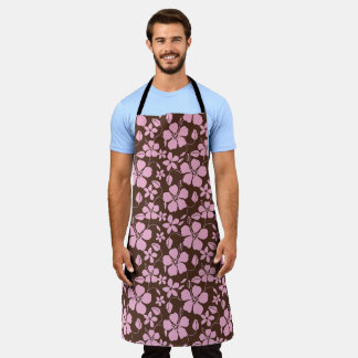 HAWAIIAN HULA (HIBISCUS) BROWN/PINK APRON