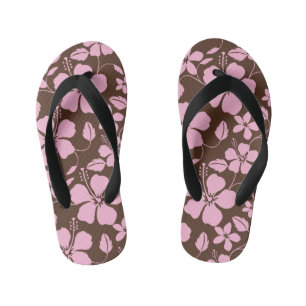 HAWAIIAN HULA (HIBISCUS) BROWN/PINK KID'S JANDALS