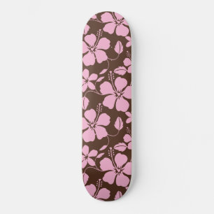 HAWAIIAN HULA (HIBISCUS) BROWN/PINK SKATEBOARD