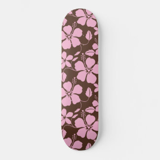 HAWAIIAN HULA (HIBISCUS) BROWN/PINK SKATEBOARD