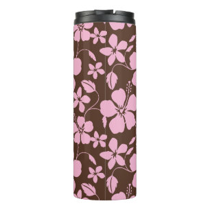 HAWAIIAN HULA (HIBISCUS) BROWN/PINK THERMAL TUMBLER