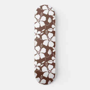 HAWAIIAN HULA (HIBISCUS) BROWN SKATEBOARD