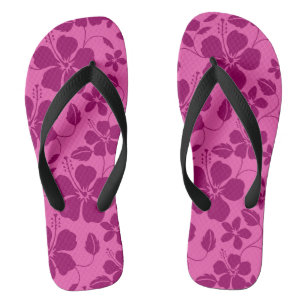 HAWAIIAN HULA (HIBISCUS) BURGUNDY WINE JANDALS