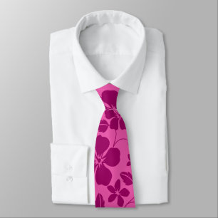 HAWAIIAN HULA (HIBISCUS) BURGUNDY WINE TIE