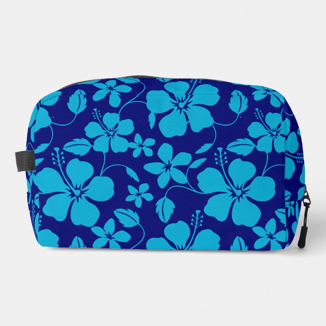 HAWAIIAN HULA (HIBISCUS) DARK/LIGHT BLUE DOPP KIT (Front)