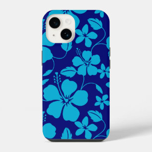 HAWAIIAN HULA (HIBISCUS) DARK/LIGHT BLUE iPhone 14 CASE