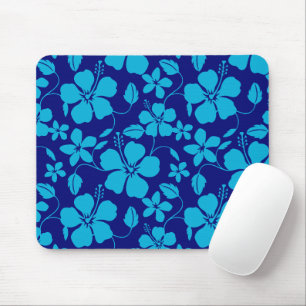 HAWAIIAN HULA (HIBISCUS) DARK/LIGHT BLUE MOUSE PAD
