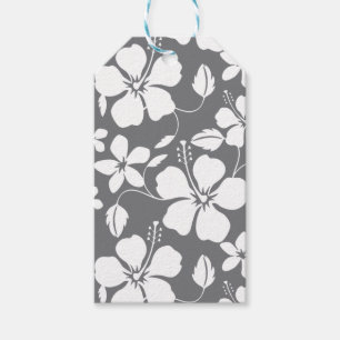 HAWAIIAN HULA (HIBISCUS) GRAY GIFT TAGS