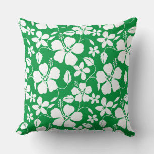HAWAIIAN HULA (HIBISCUS) GREEN CUSHION