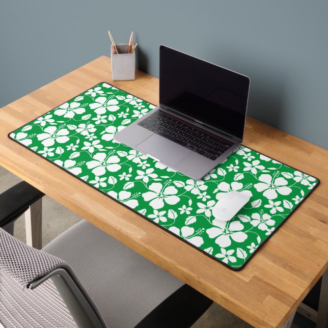 HAWAIIAN HULA (HIBISCUS) GREEN DESK MAT (Office 2)