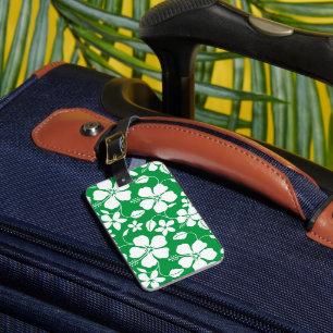 HAWAIIAN HULA (HIBISCUS) GREEN LUGGAGE TAG