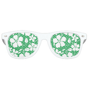HAWAIIAN HULA (HIBISCUS) GREEN RETRO SUNGLASSES