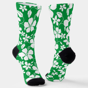 HAWAIIAN HULA (HIBISCUS) GREEN SOCKS