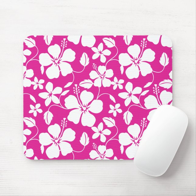 HAWAIIAN HULA (HIBISCUS) HOT PINK MOUSE PAD (With Mouse)