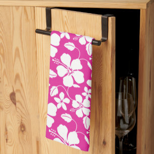 HAWAIIAN HULA (HIBISCUS) HOT PINK TEA TOWEL