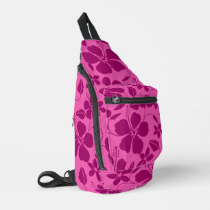 HAWAIIAN HULA (HIBISCUS) IN BURGUNDY WINE SLING BAG