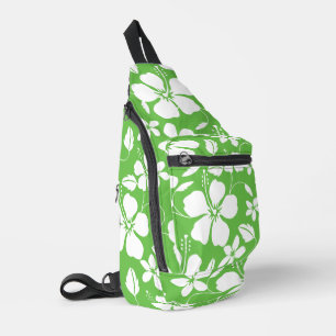 HAWAIIAN HULA (HIBISCUS) IN LIME SLING BAG