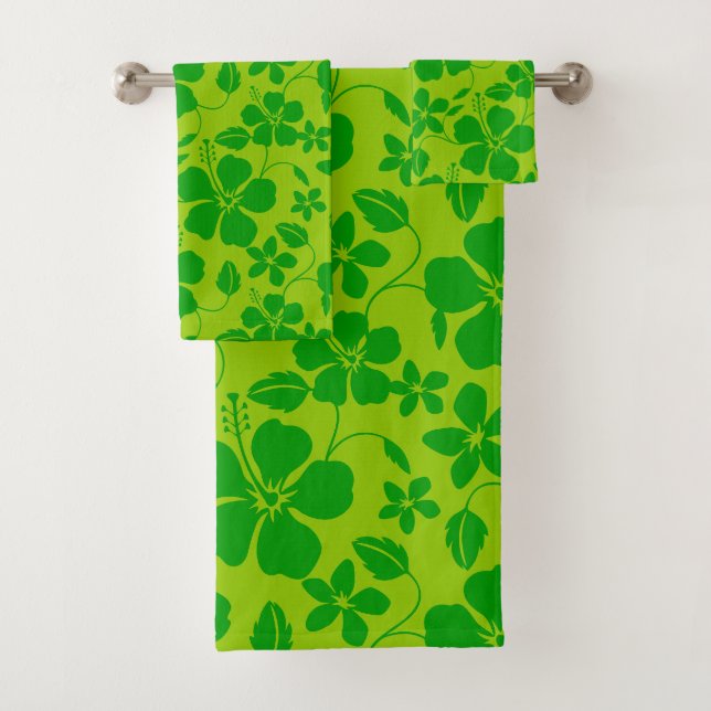 HAWAIIAN HULA (HIBISCUS) LEMON LIME BATH TOWEL SET (Insitu)
