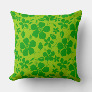 HAWAIIAN HULA (HIBISCUS) LEMON LIME CUSHION