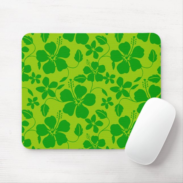 HAWAIIAN HULA (HIBISCUS) LEMON LIME MOUSE PAD (With Mouse)