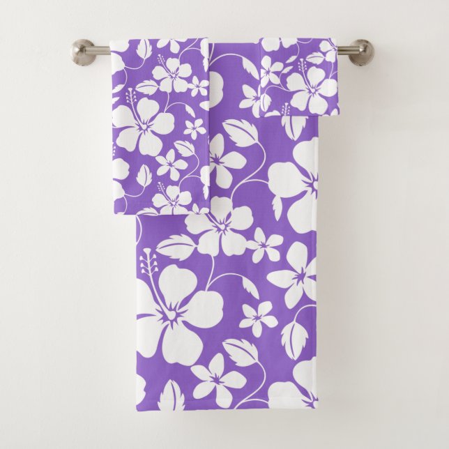 HAWAIIAN HULA (HIBISCUS) LIGHT PURPLE BATH TOWEL SET (Insitu)
