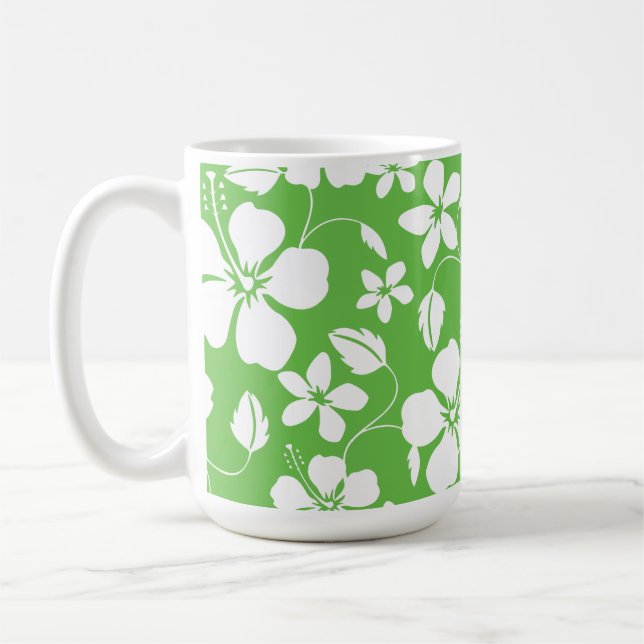 HAWAIIAN HULA (HIBISCUS) LIME COFFEE MUG (Left)